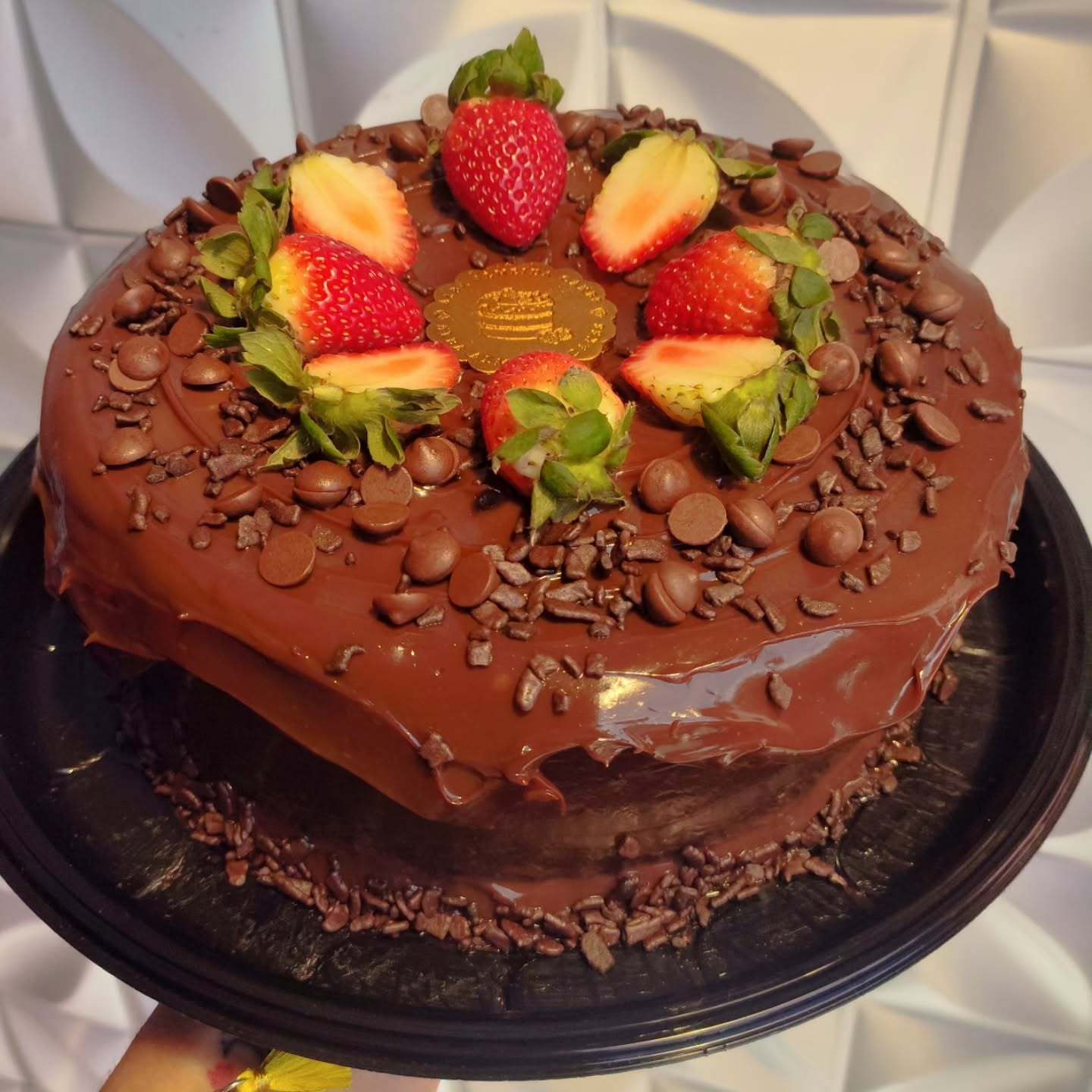 Chocolate com morango feito pela Dona Alba em Recife