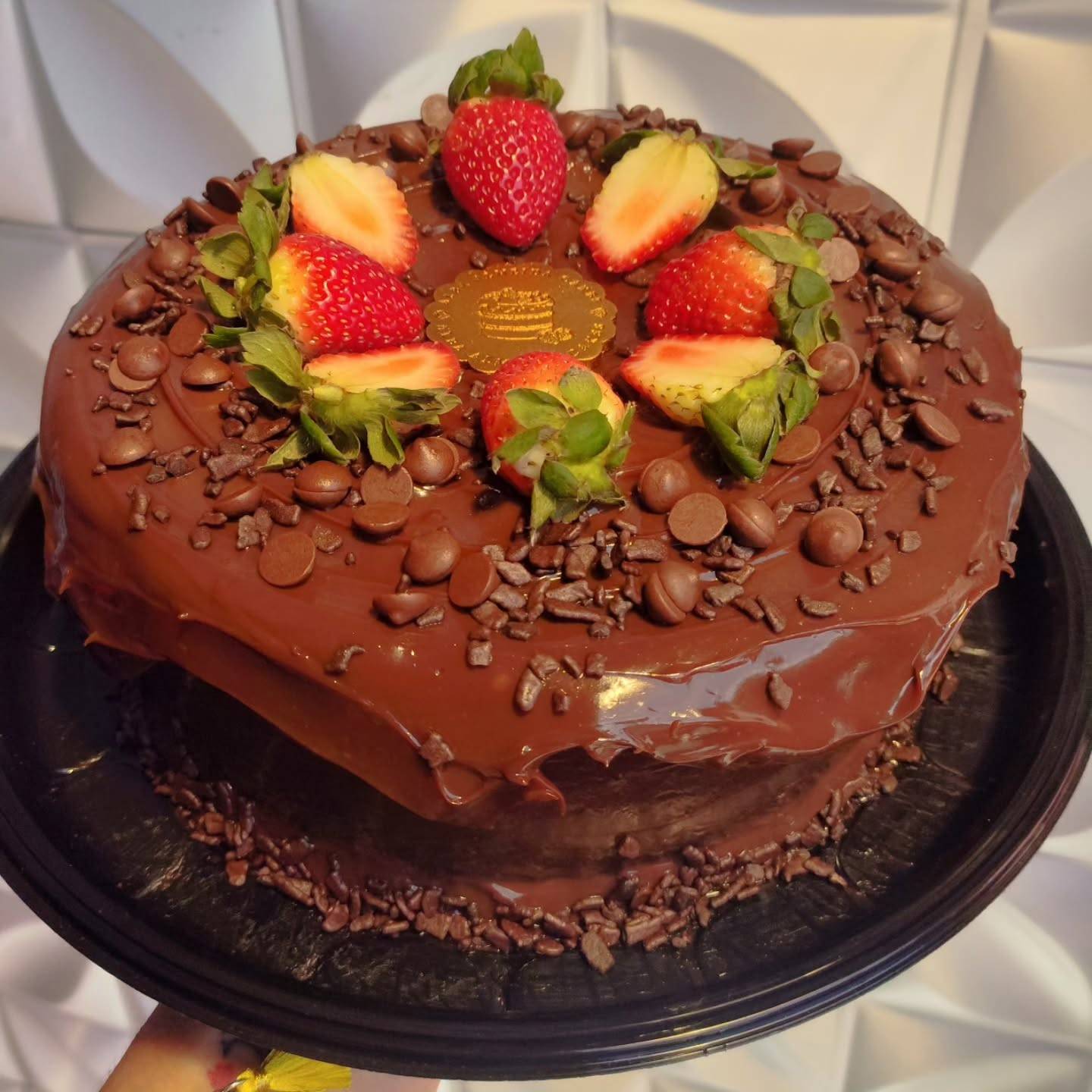 Chocolate com morango feito pela Dona Alba